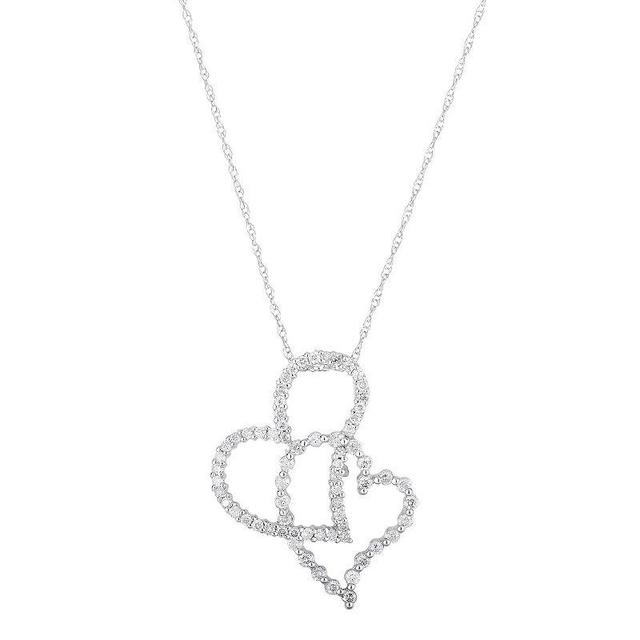 1/2 Carat T.W. Diamond 10k White Gold Double Heart Pendant Necklace, Womens Product Image