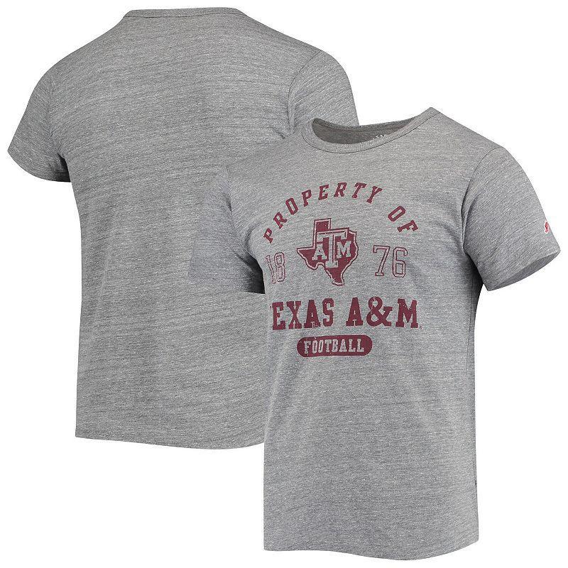 Mens League Collegiate Wear Heathered Gray Texas A&M Aggies Hail Mary Football Victory Falls Tri-Blend T-Shirt Product Image