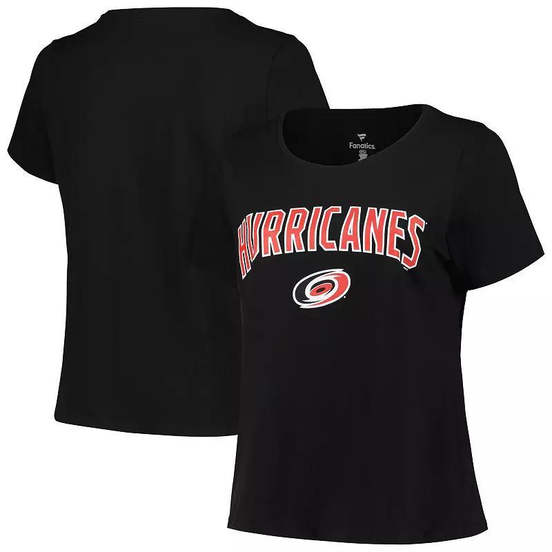 Women's Profile Black Carolina Hurricanes Plus Size Arch Over Logo T-Shirt, Size: 2XL Product Image