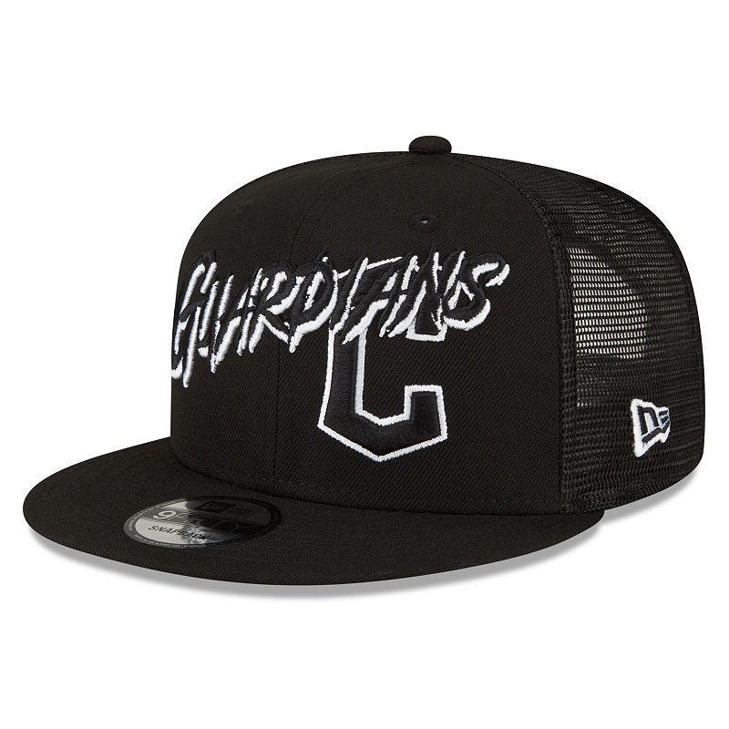 Mens New Era Black Cleveland Guardians Street Trucker 9FIFTY Snapback Hat Product Image