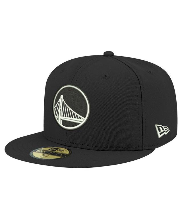 Mens New Era Black Golden State Warriors Black and White 59FIFTY Fitted Hat Product Image