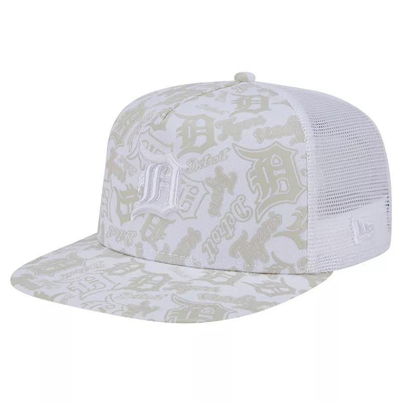 New Era Mens White Detroit Tigers Logo Dunes A-Frame Trucker 9FIFTY Snapback Hat Product Image