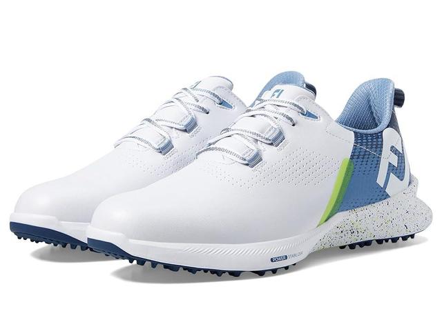 FootJoy FJ Fuel Golf Shoes (White/Blue/Green) Men's Shoes Product Image