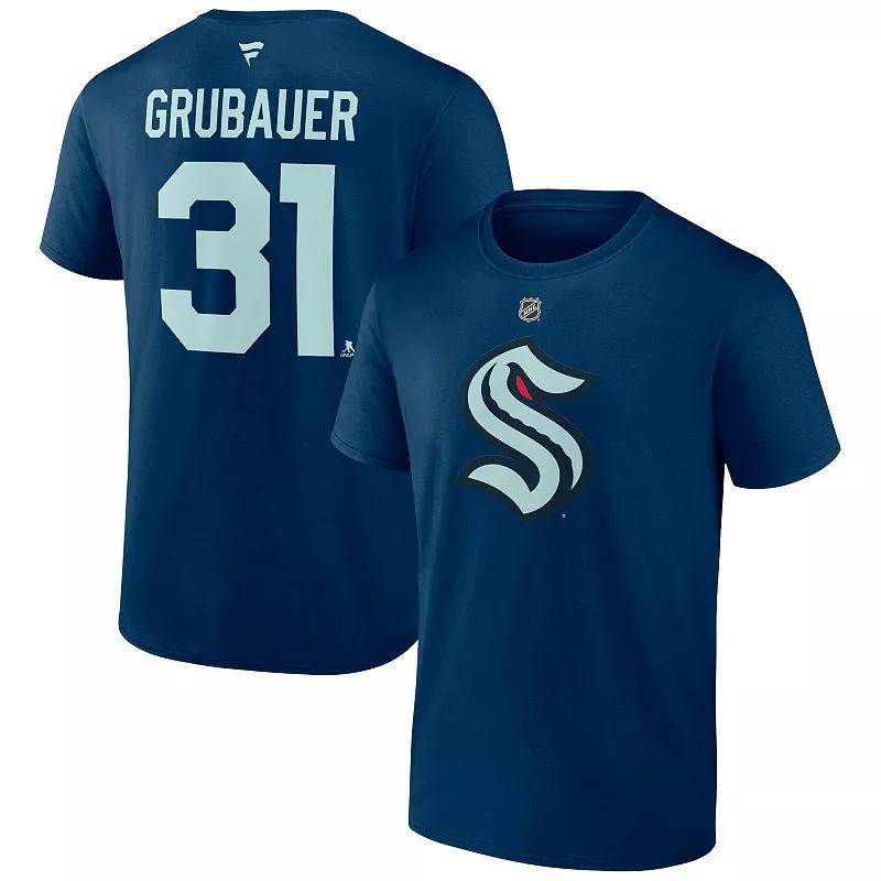 Mens Fanatics Branded Philipp Grubauer Navy Seattle Kraken Special Edition 2.0 Name & Number T-Shirt Krk Blue Product Image