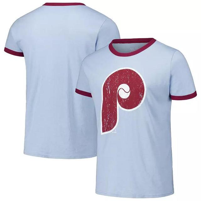 Mens Majestic Threads Blue Philadelphia Phillies Ringer Tri-Blend T-Shirt Product Image