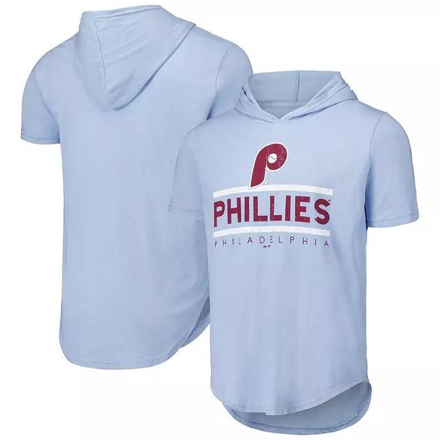 Mens Majestic Threads Blue Philadelphia Phillies Tri-Blend Hoodie T-Shirt Product Image