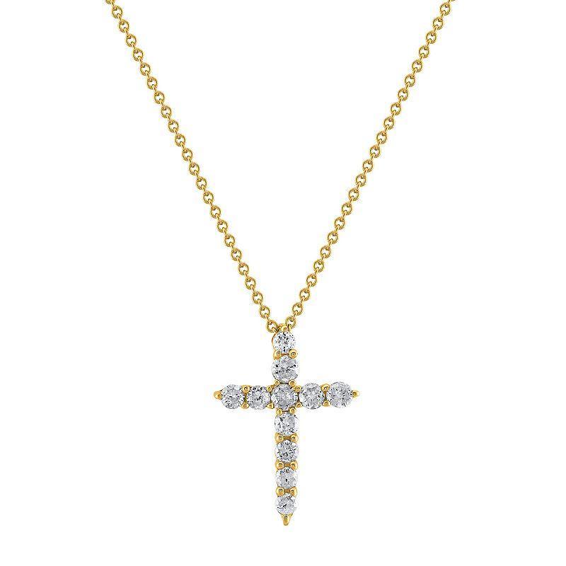 10k Gold 1/4 Carat T.W. Diamond Cross Pendant Necklace, Womens White Product Image