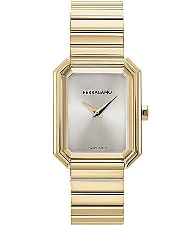 Salvatore Ferragamo Womens Swiss Rose Gold Ion Plated Stainless Steel Bracelet Watch 27x34mm Product Image