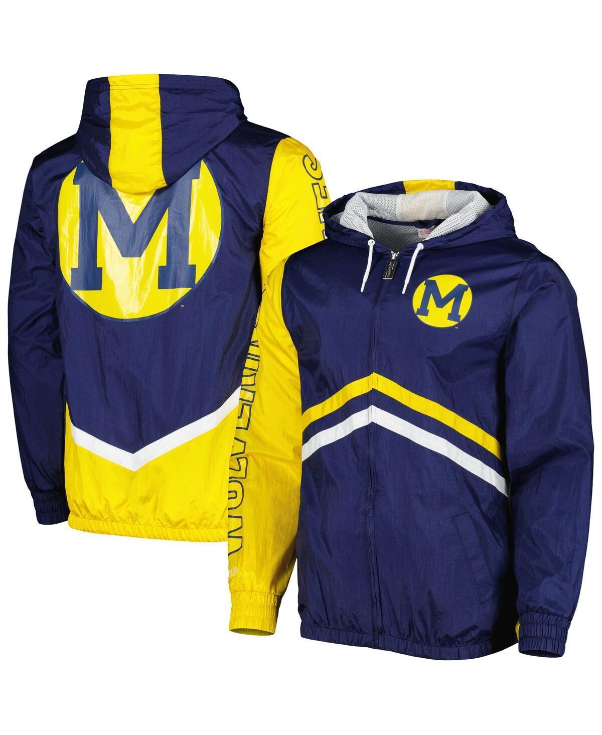 Mens Mitchell & Ness Navy Michigan Wolverines Undeniable Full-Zip Windbreaker Jacket Product Image