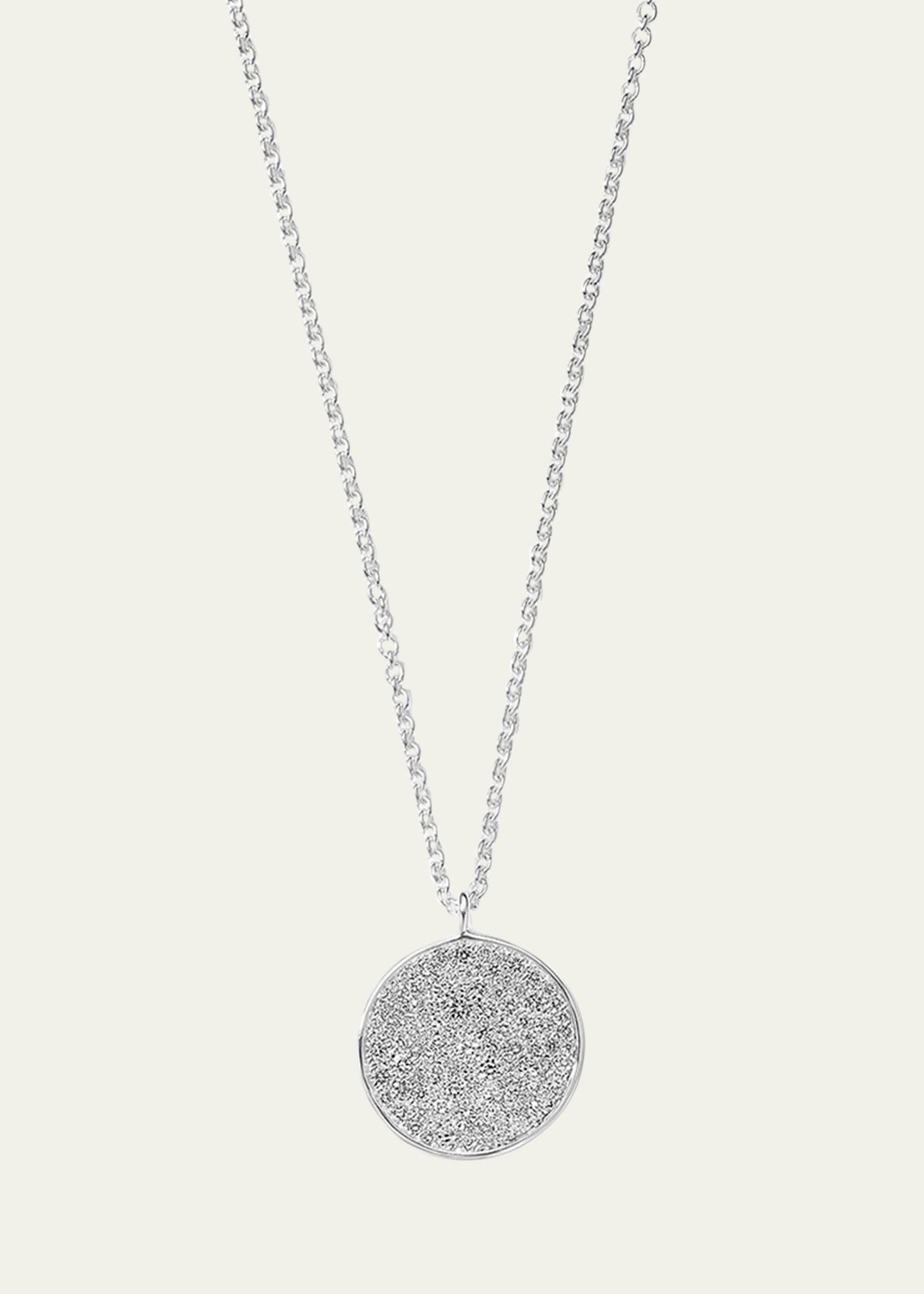 Medium Flower Pendant Necklace in Sterling Silver with Diamonds Product Image