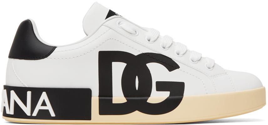 White & Black Portofino Sneakers In 89697 Bianco/nero Product Image