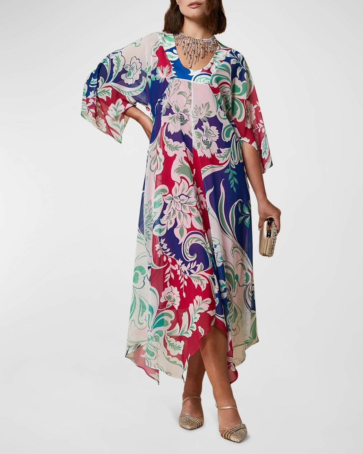 Plus Size Diretto Printed Handkerchief Dress Product Image