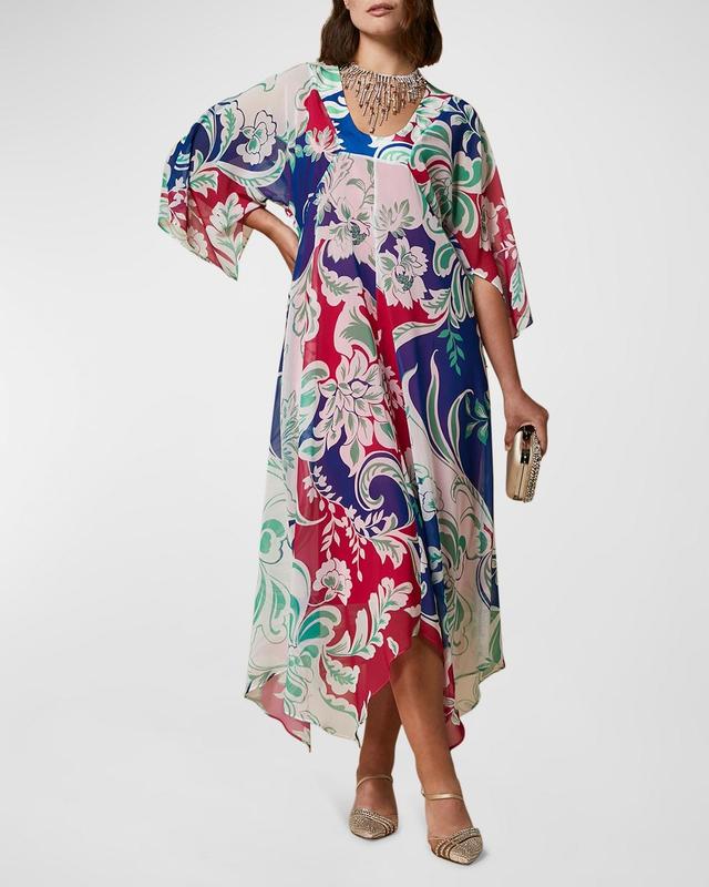 Plus Size Diretto Printed Handkerchief Dress Product Image