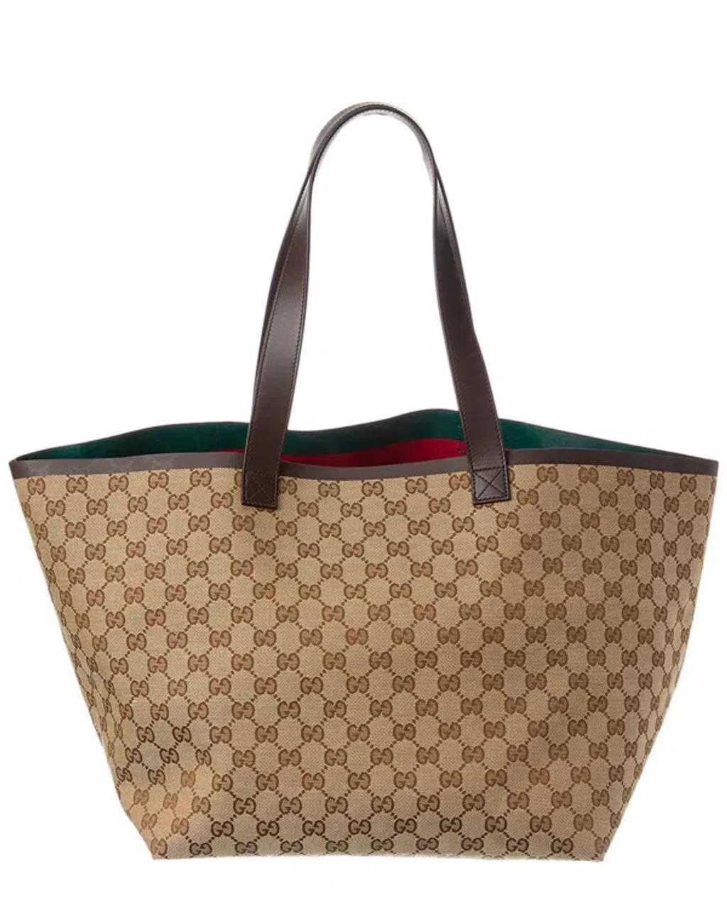 Original Gg Medium Canvas & Leather Tote In Beige Product Image