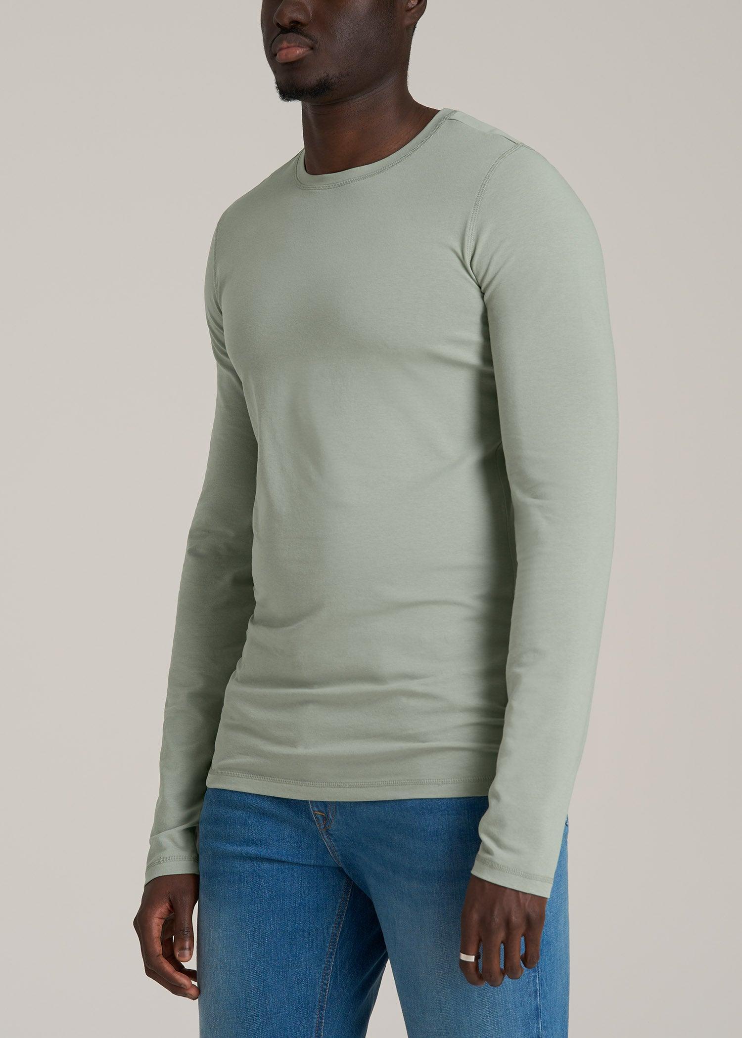 The Essential SLIM-FIT Long Sleeve Tee for Tall Men in Seagrass Male Product Image