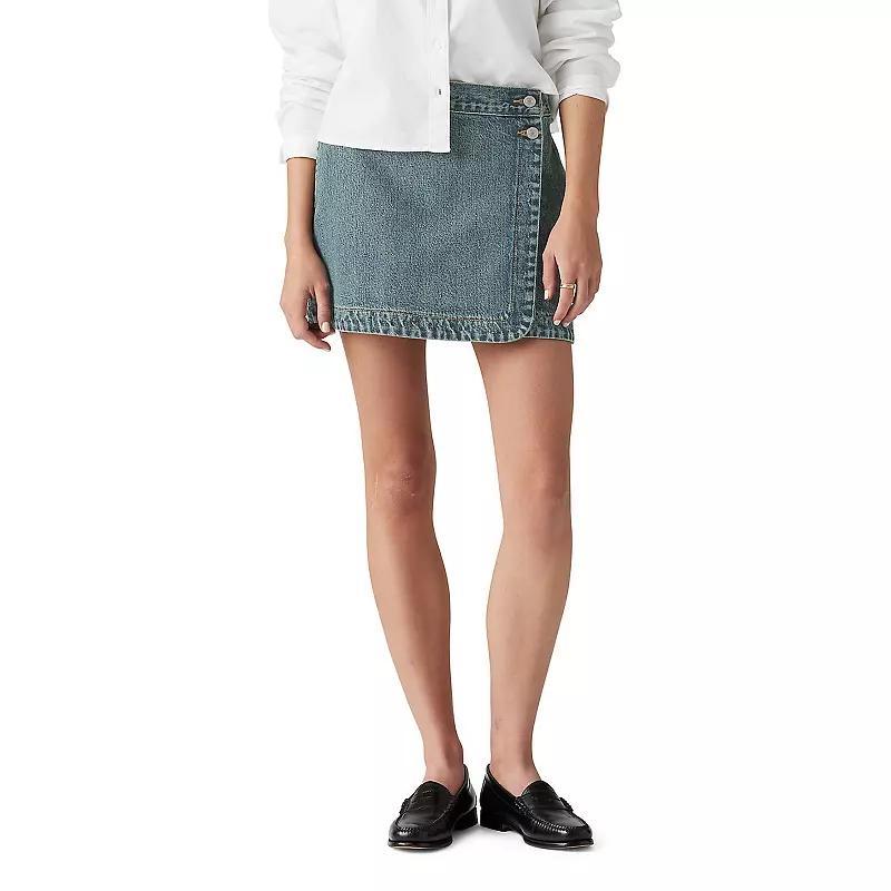 Womens Levis Denim Faux-Wrap Mini Skirt Product Image