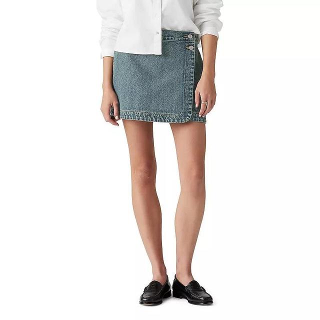 Levis Womens Cotton Denim Mid-Rise Wrap Skirt Product Image