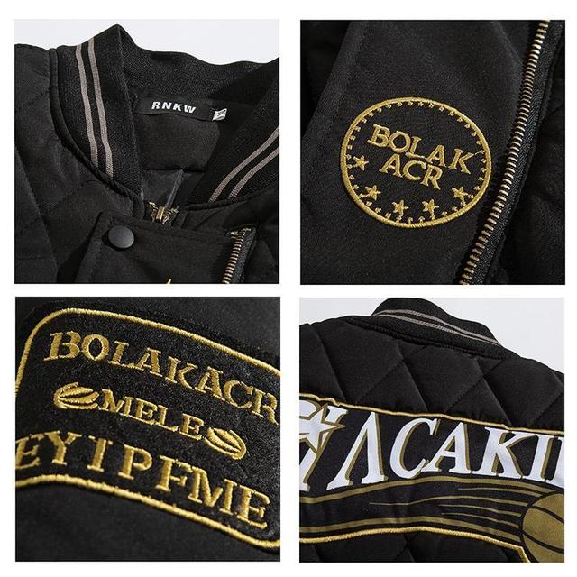 Lettering Quilted Zip-Up Jacket Product Image