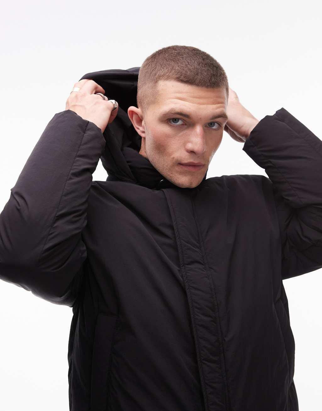 Topman collared puffer jacket in black Product Image