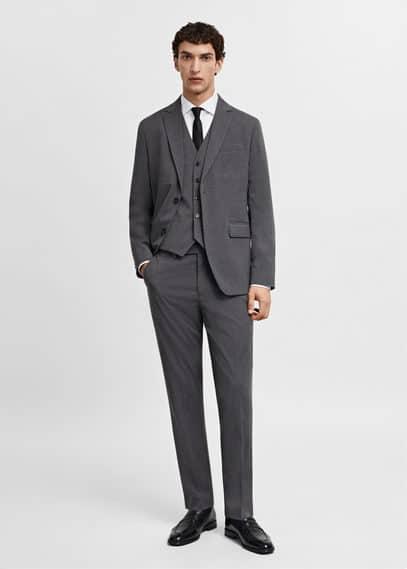 Mango Mens Slim-Fit Suit Vest - Gray Product Image