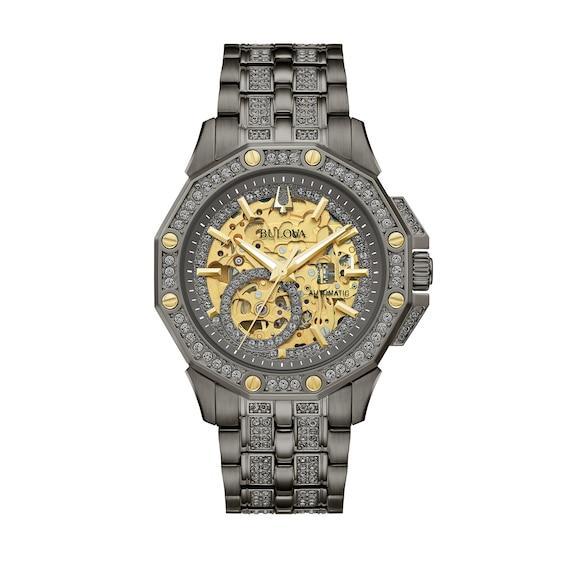 Bulova Crystal Collection Mens Automatic Gold Tone Stainless Steel Bracelet Watch Product Image