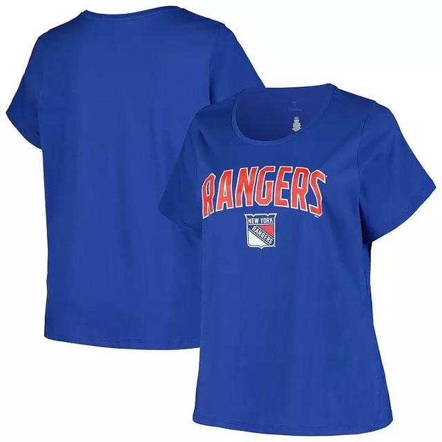 Womens Profile Blue New York Rangers Plus Size Arch Over Logo T-Shirt Product Image