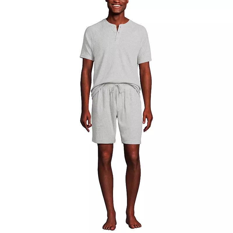 Mens Lands End Waffle Top & Shorts Pajama Set Gray Grey Product Image