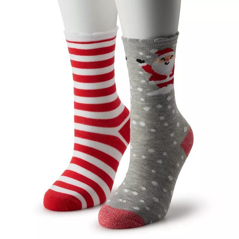 Womens 2-Pack Christmas Novelty Crew Socks Product Image