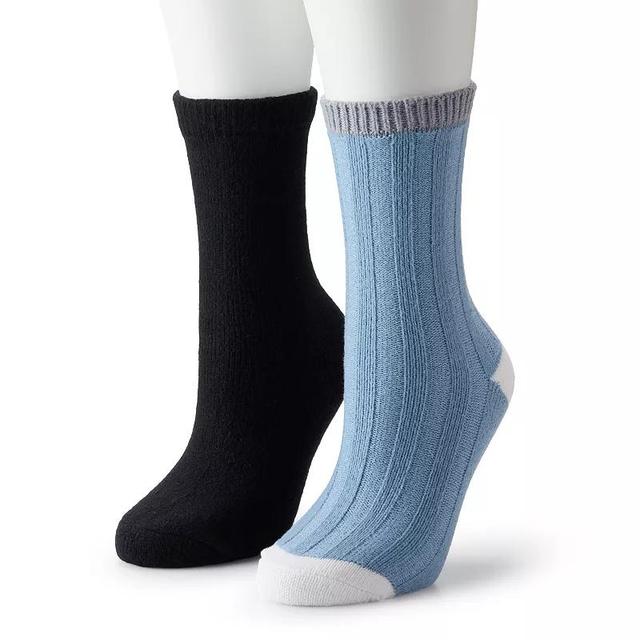 Womens Sonoma Goods For Life 2-pk. Accented Rib Crew Socks Product Image