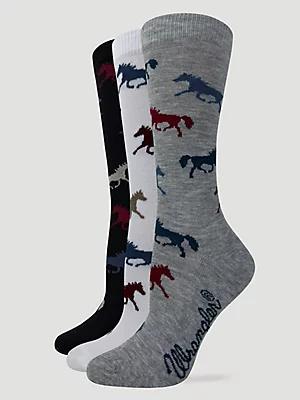 Women's Horse Crew Sock (3-Pack) | Women's ACCESSORIES | Wrangler® Product Image