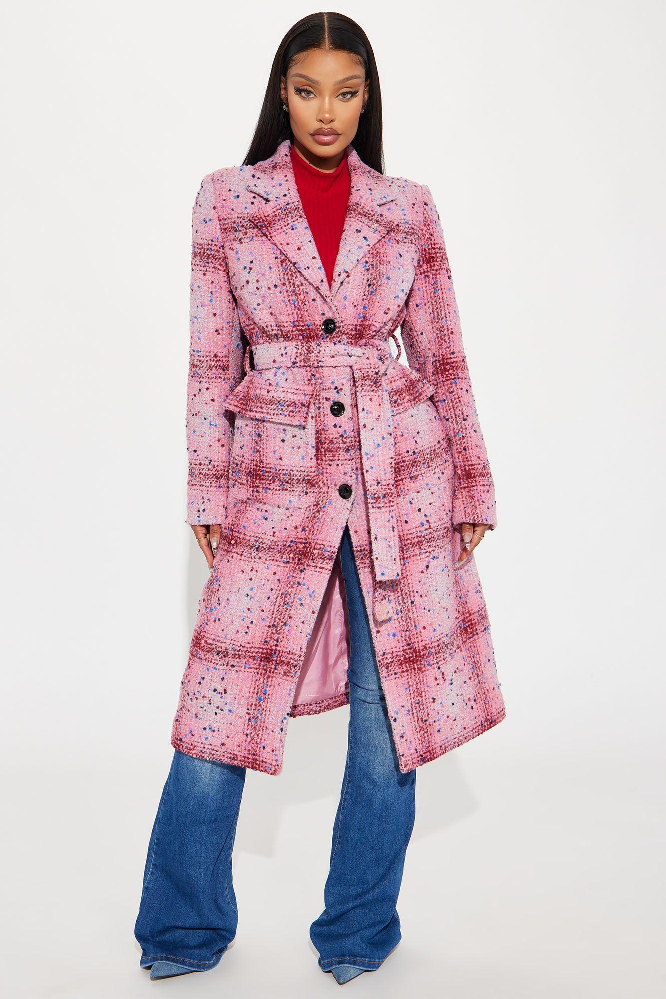 Samwell Belted Coat - Pink/combo Product Image