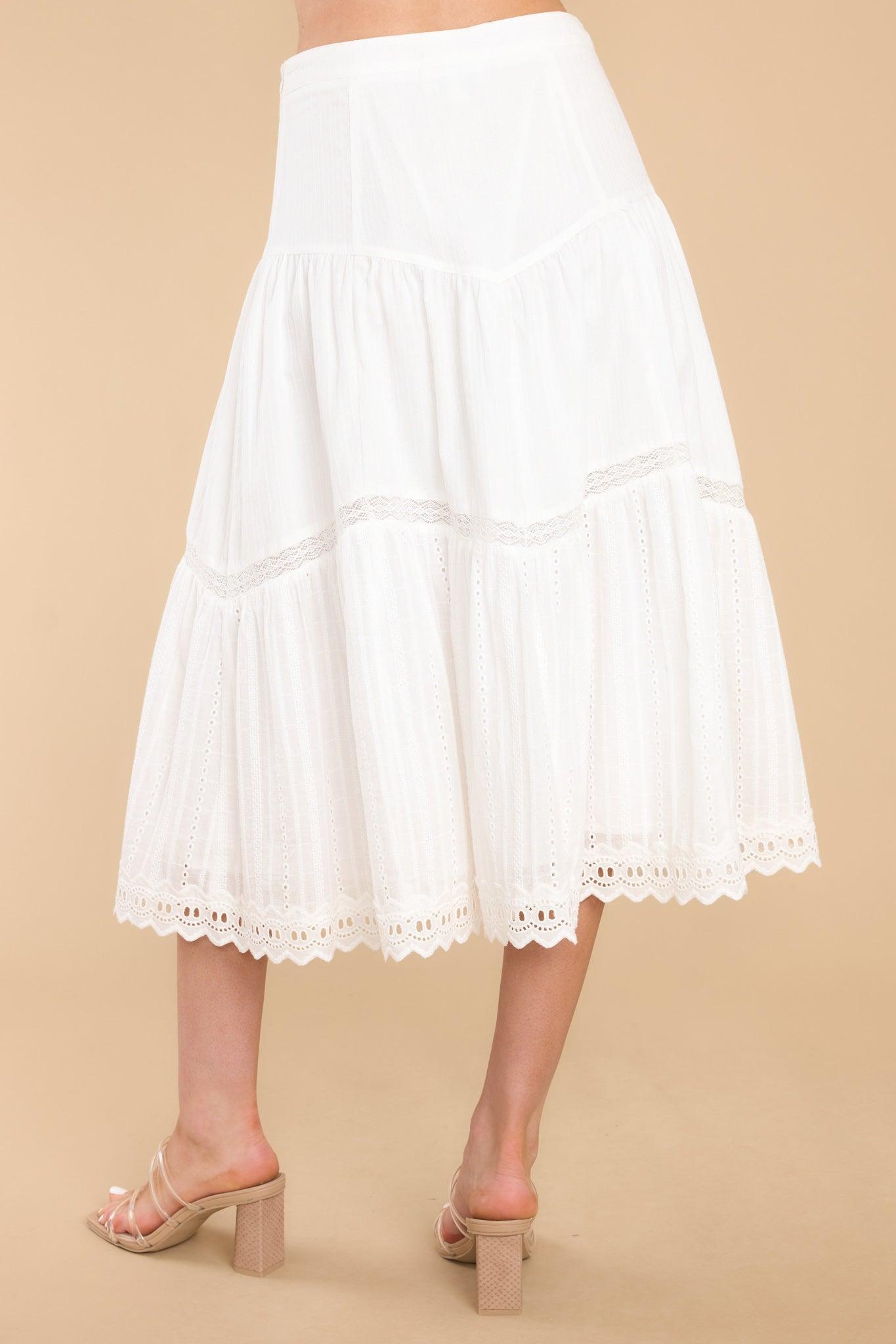 Aura Follow The Flow White Midi Skirt Product Image