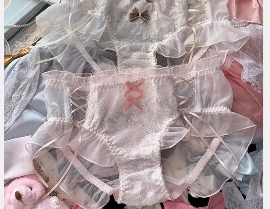 Ruffle Trim Bow Panties Product Image