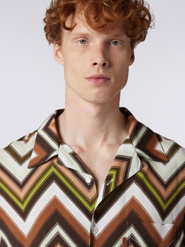 Short-sleeved shirt in viscose with chevron print Multicoloured | Missoni Product Image