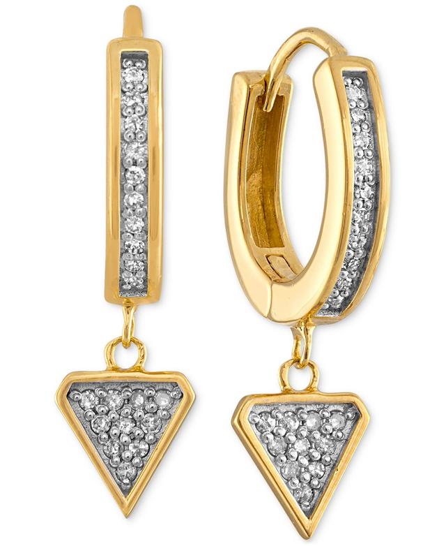 Esquire Mens Jewelry Diamond Triangle Dangle Huggie Hoop Earrings (1/3 ct. t.w.) in 14k Gold-Plated Sterling Silver, Created for Macys - Gold Over S Product Image