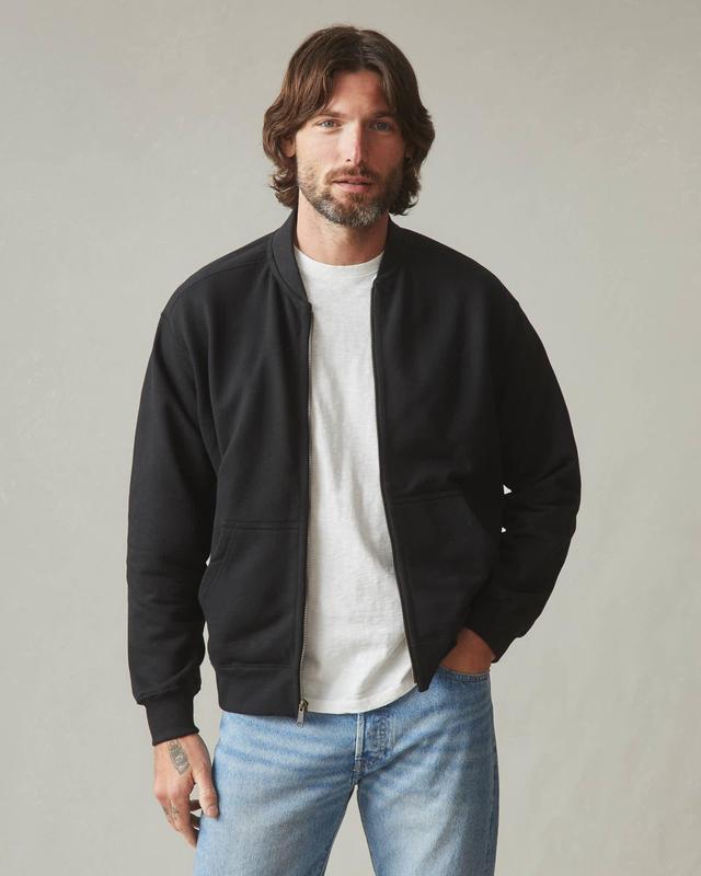 Fleece Bomber Jacket - Black Product Image