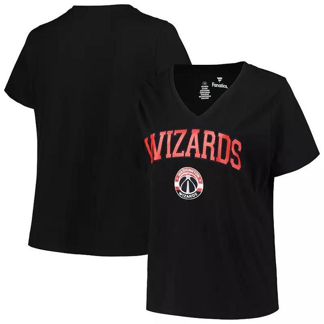 Womens Profile Black Washington Wizards Plus Size Arch Over Logo V-Neck T-Shirt Product Image