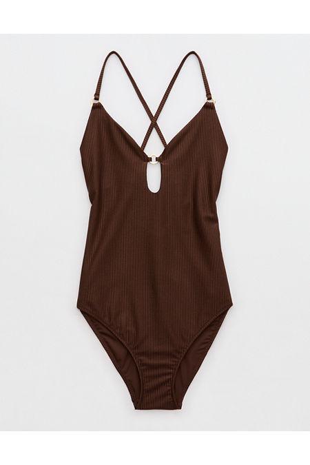 Aerie Shine Rib Full Coverage One Piece Swimsuit Women's Product Image