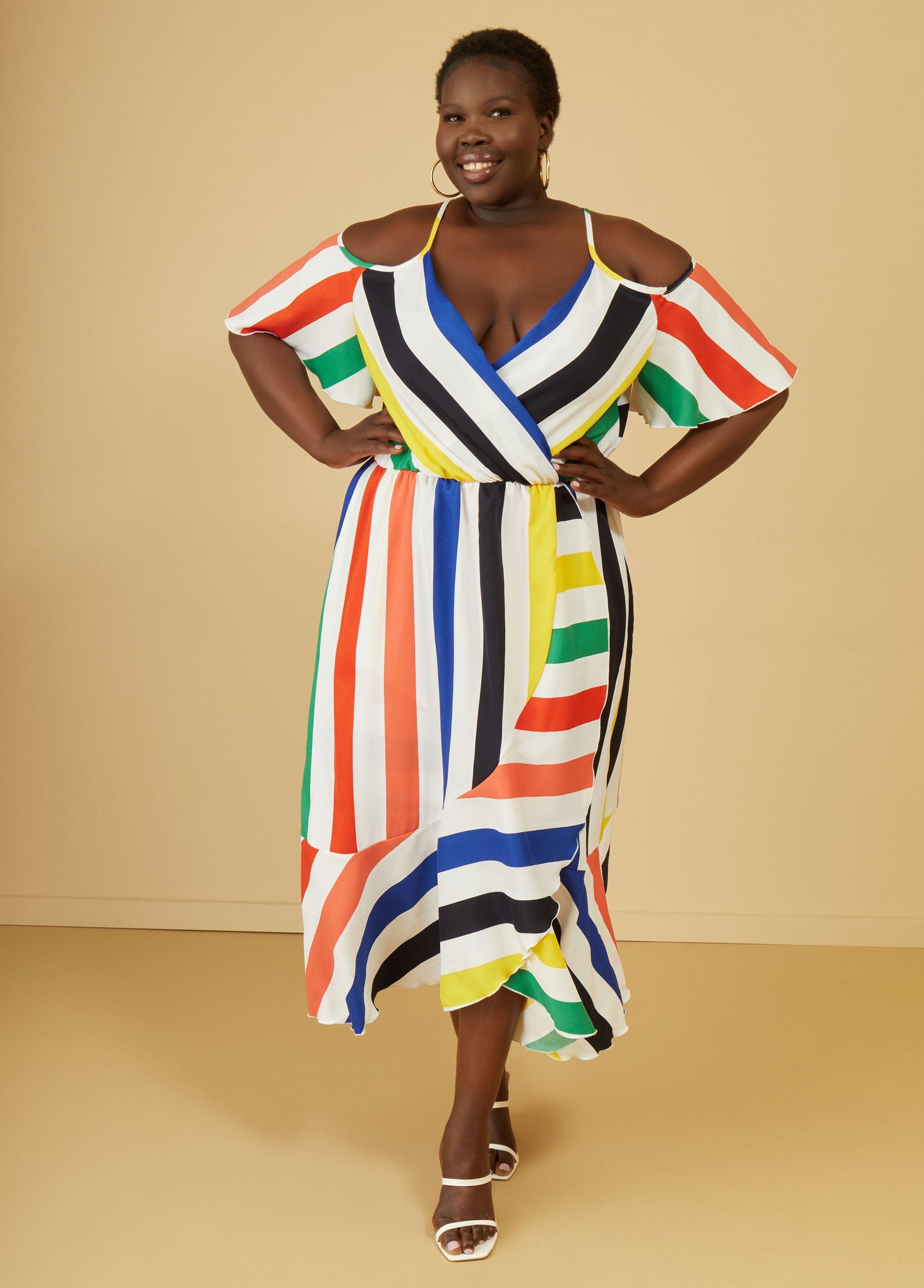 Striped Faux Wrap Maxi Dress Product Image