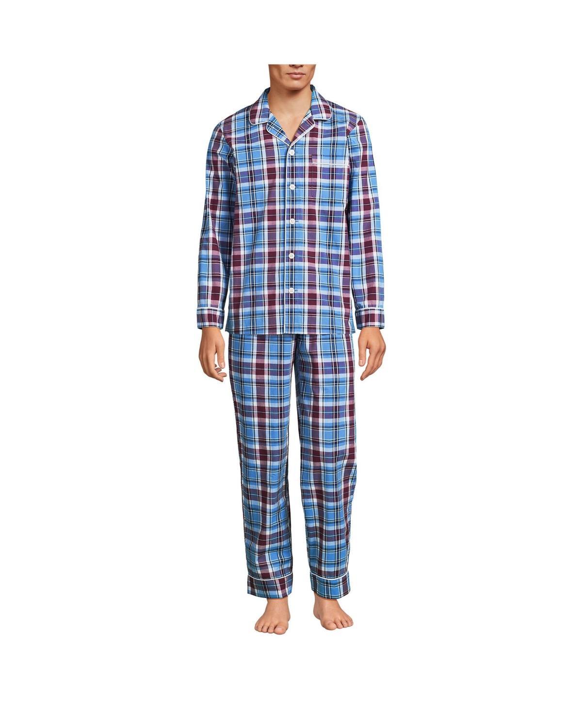 Mens Lands End Essential Long Sleeve Top & Pants Pajama Set Product Image