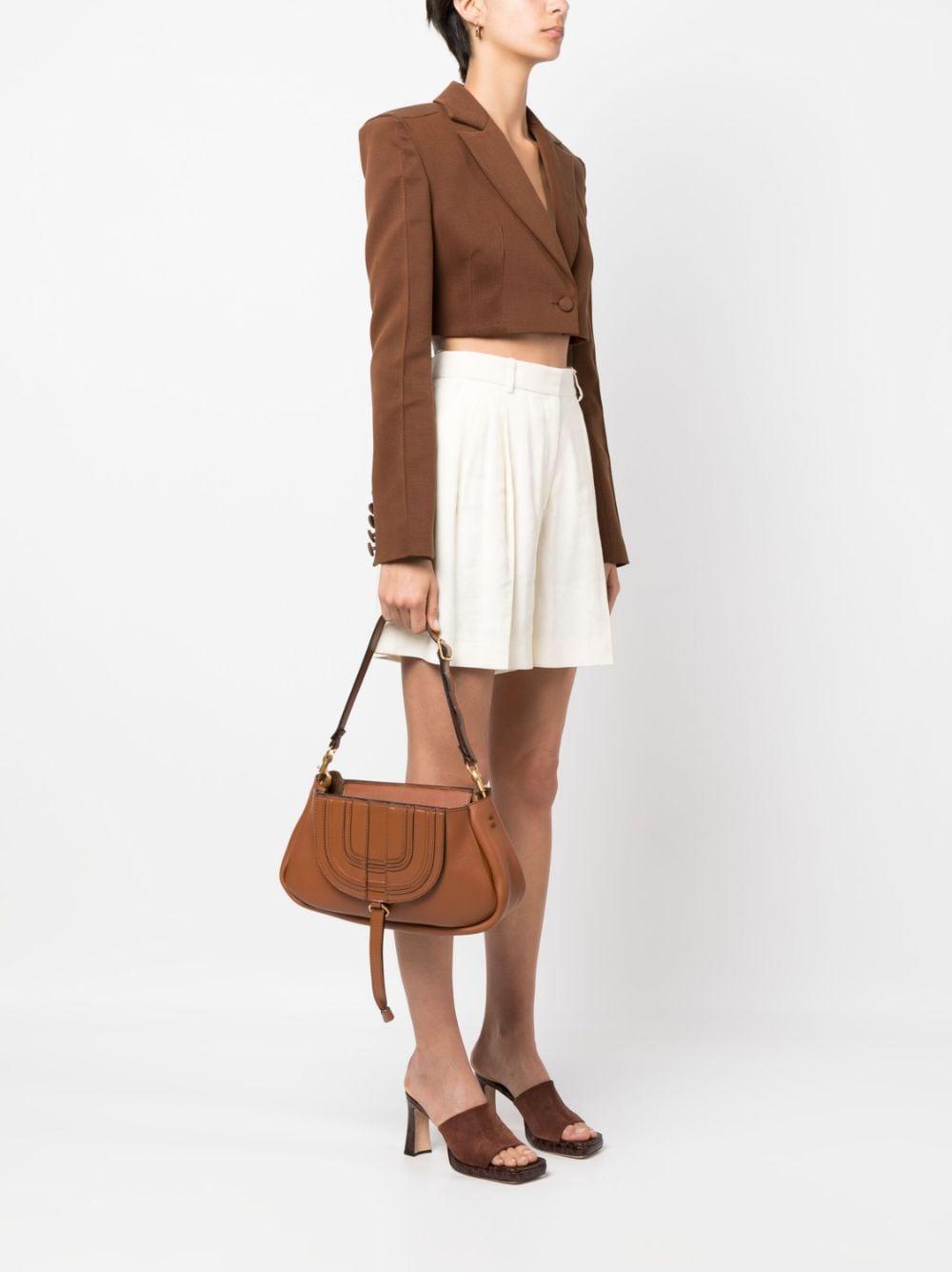 Leather Shoulder Bag Adjustable Strap In Brown Product Image