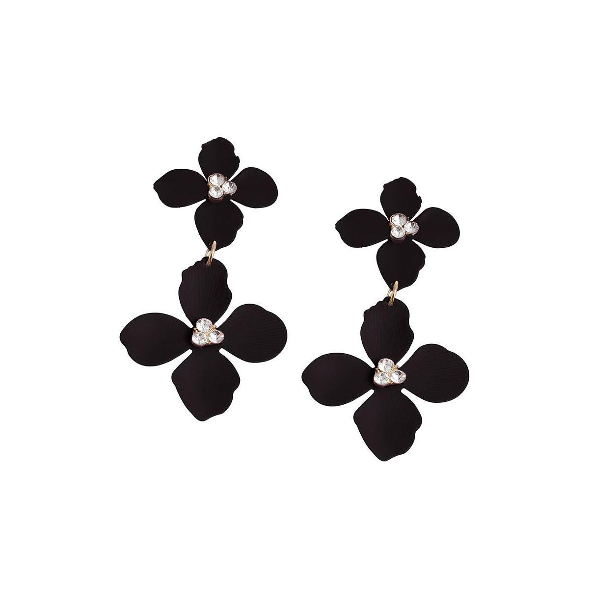 Sohi Womens Black Flora Drop Earrings Product Image