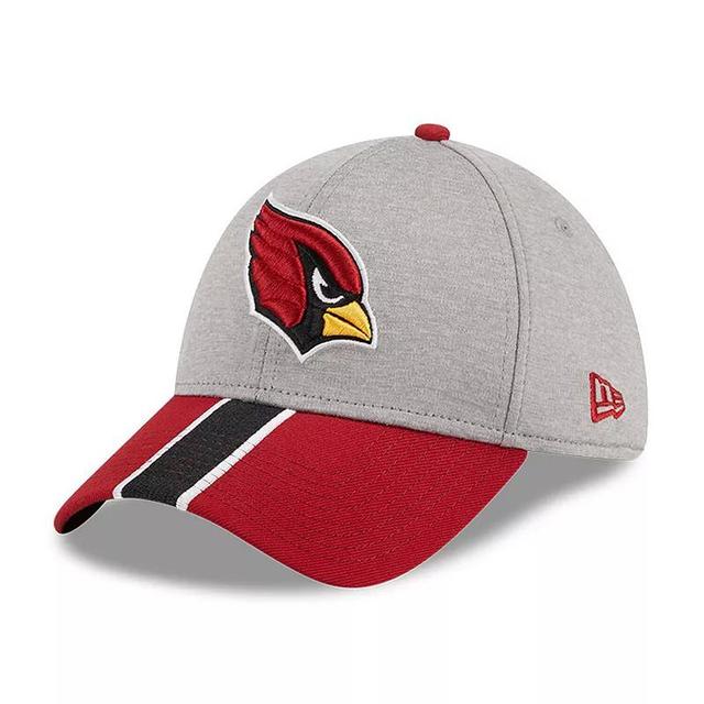 Mens New Era Heather Gray/Cardinal Arizona Cardinals Striped 39THIRTY Flex Hat Product Image