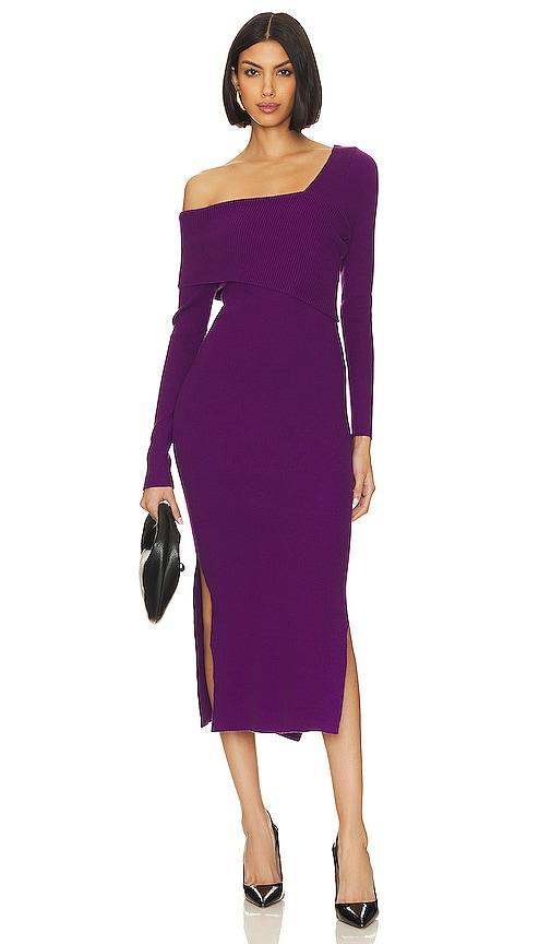 Line & Dot Sylvie Midi Dress in Purple. Size L, M, XS. Product Image