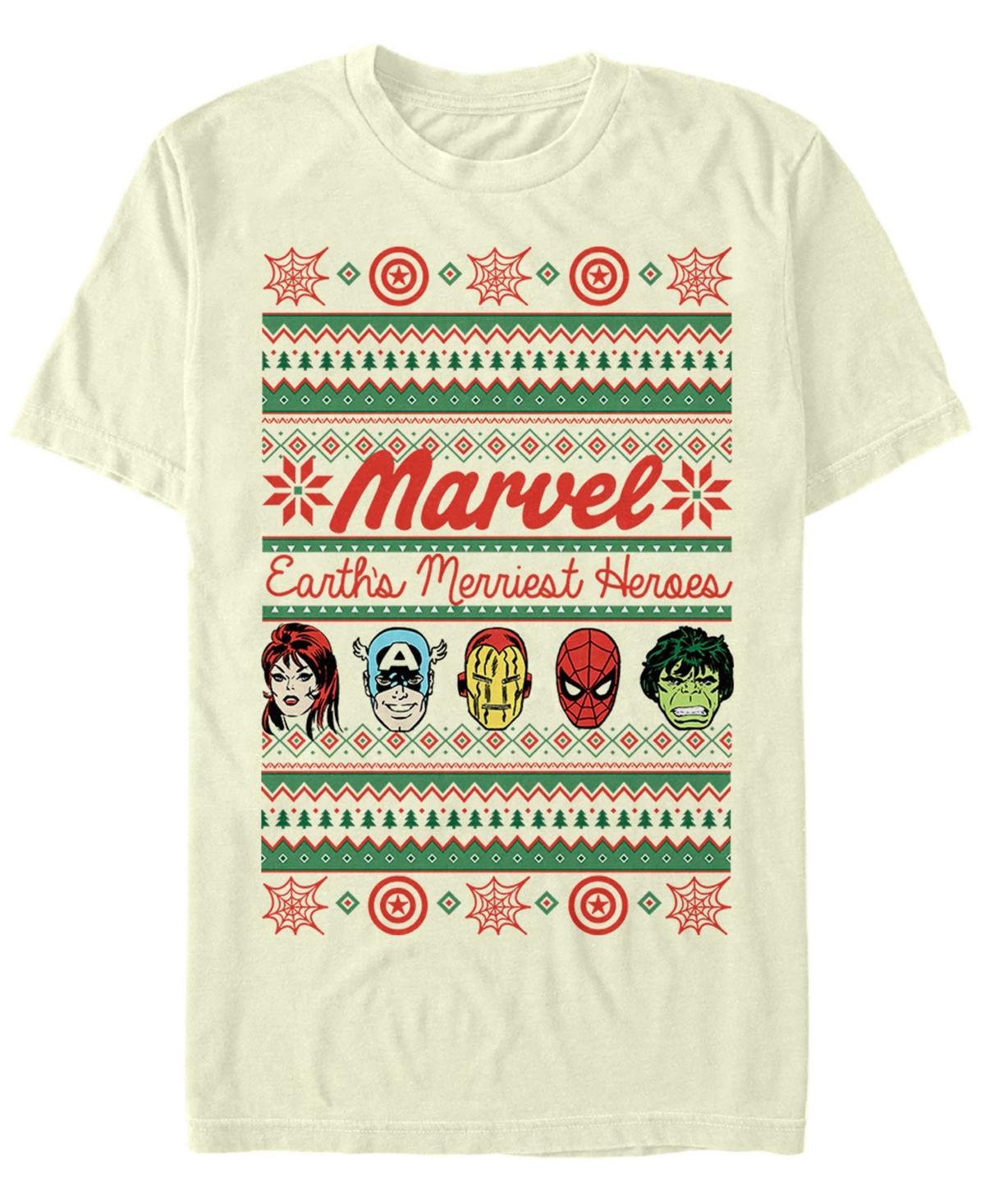 Mens Marvel Merriest Heroes Graphic Tee Natural Product Image