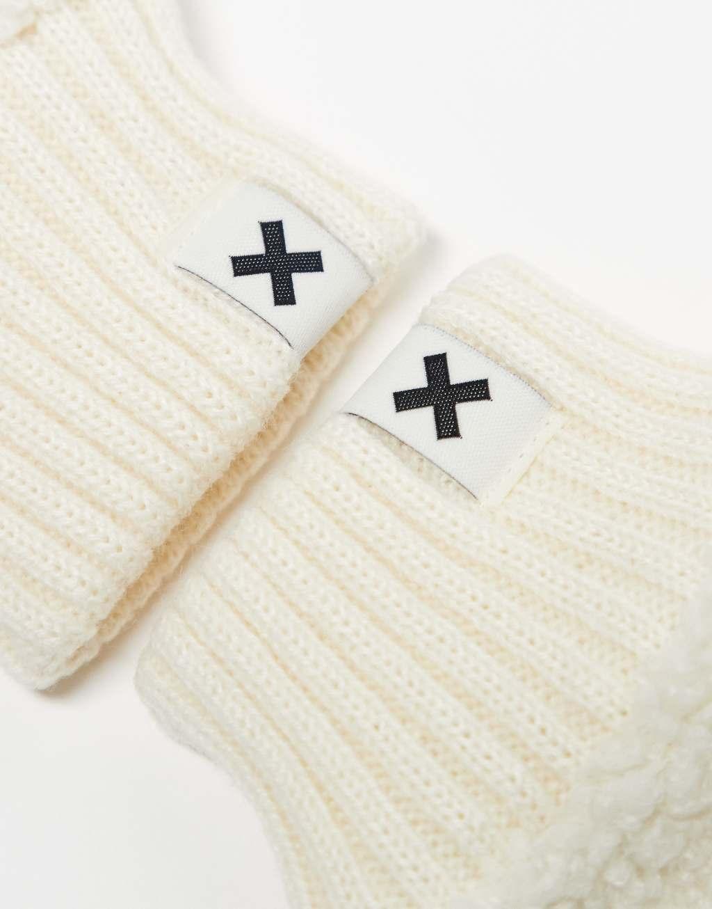 COLLUSION shearling mittens in ecru Product Image