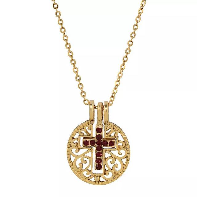 1928 Gold Tone Birthstone Crystal Cross Pendant Necklace, Womens, January Product Image