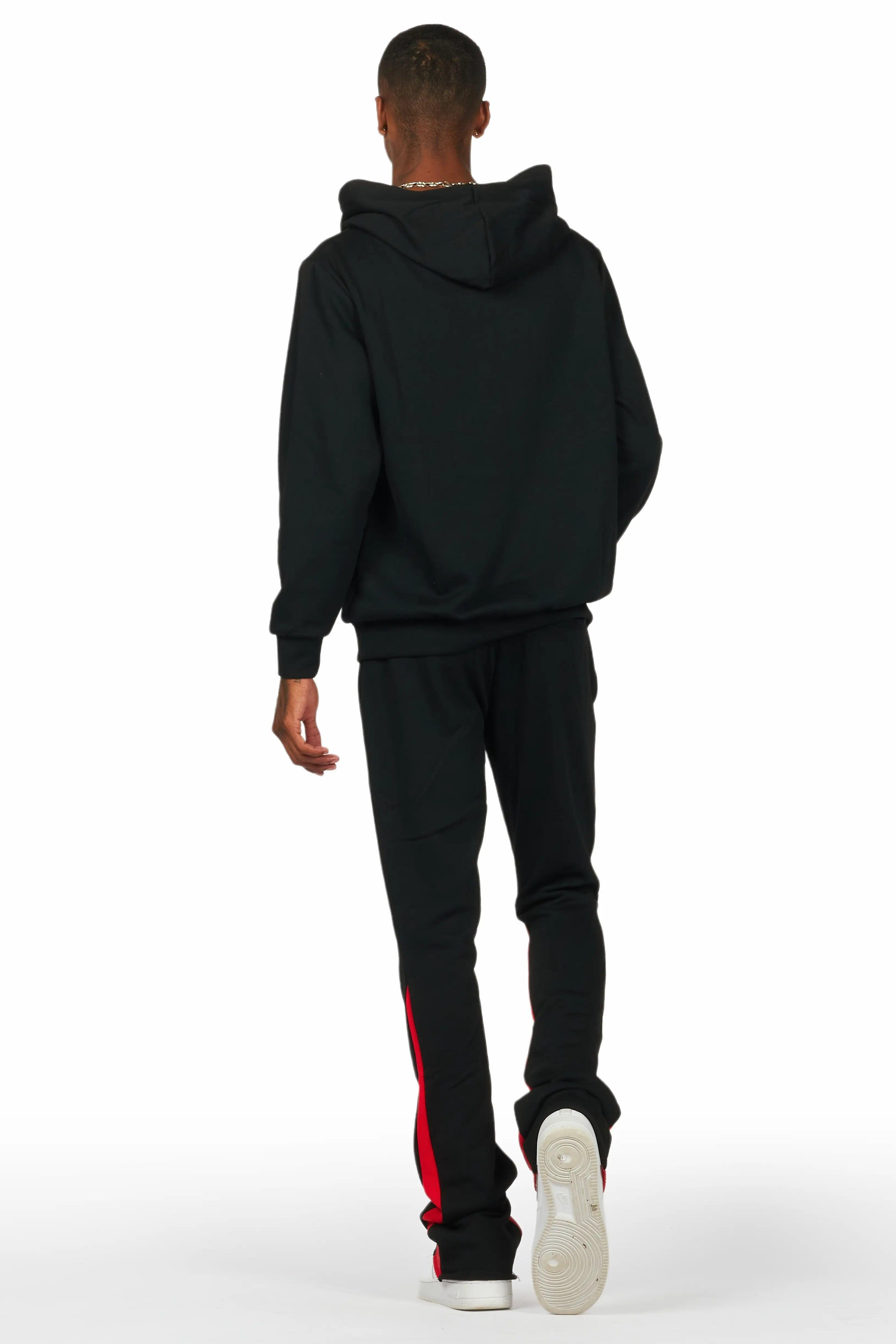 Scottie Black/Red Paint Splatter Hoodie/Stacked Flare Pant Set Male Product Image