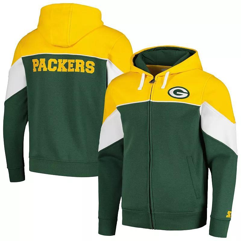 Mens Starter /Gold Bay Packers Running Back Full-Zip Hoodie Product Image