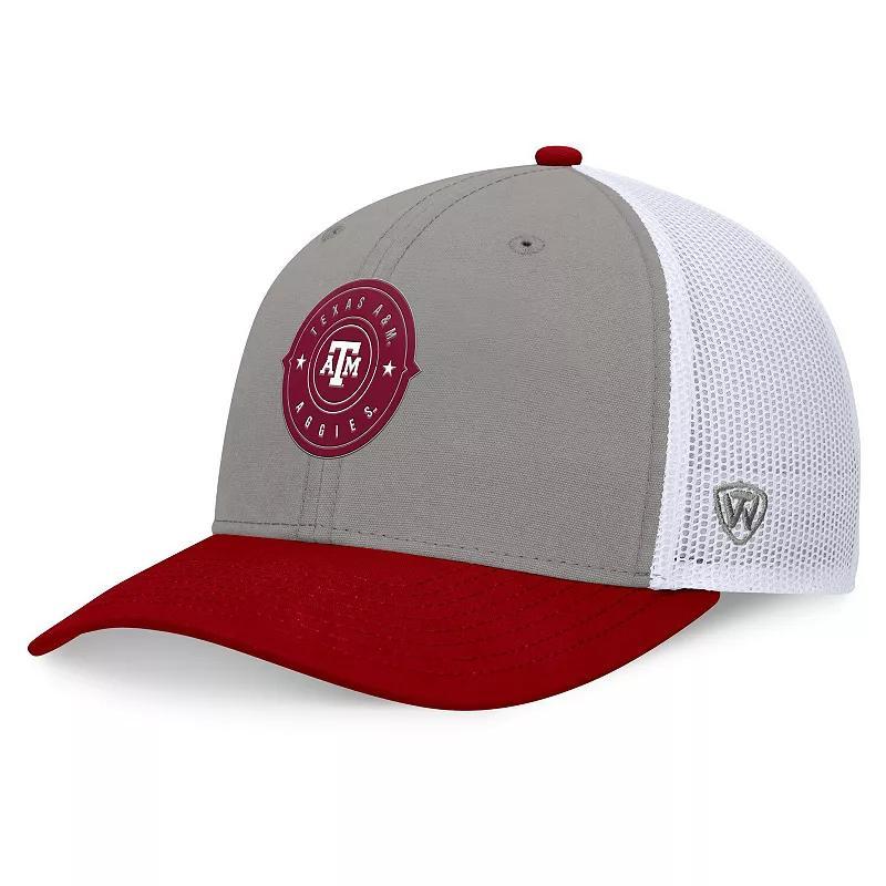 Mens Top of the World Gray/Maroon Texas A&M Aggies Rob Trucker Adjustable Hat Product Image